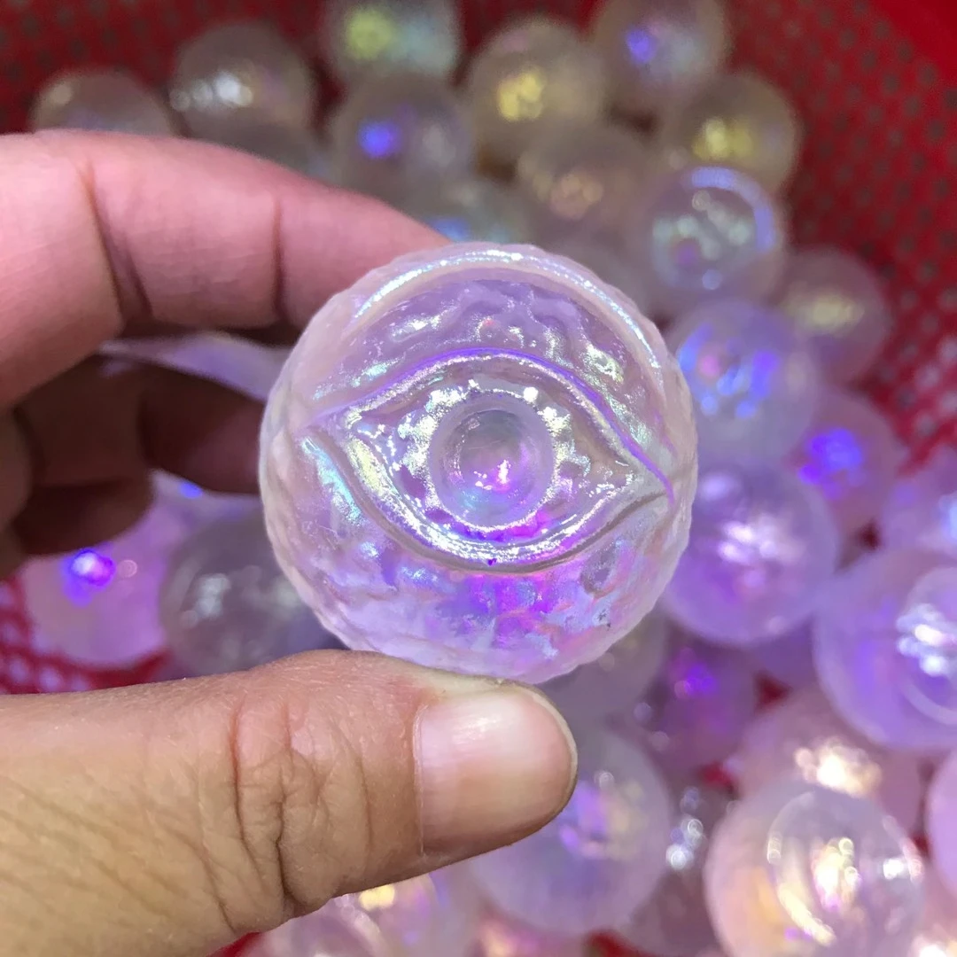 Natural Electroplating rainbow halo crystal Eye Of Horus Egypt