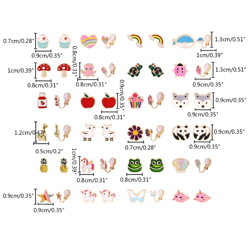 24 Pairs Assorted Animal Non-Piercing Earring for Women Girls Clip on Earrings