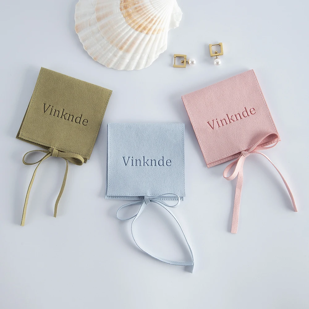 50pcs Custom Logo Size Microfiber Jewelry Bags Velvet With Rope Rings Earings Packaging Organizer Gift Tarot Bag Wedding Favors