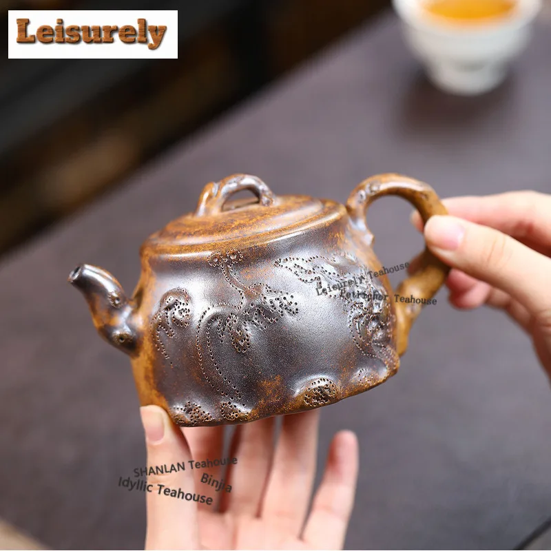 290ml Yixing Purple Clay Teapots Handmade Tree Stumps Pot Raw Ore Wood-fired Porcelain Mud Tea Infuser Kettle With Filter Zisha