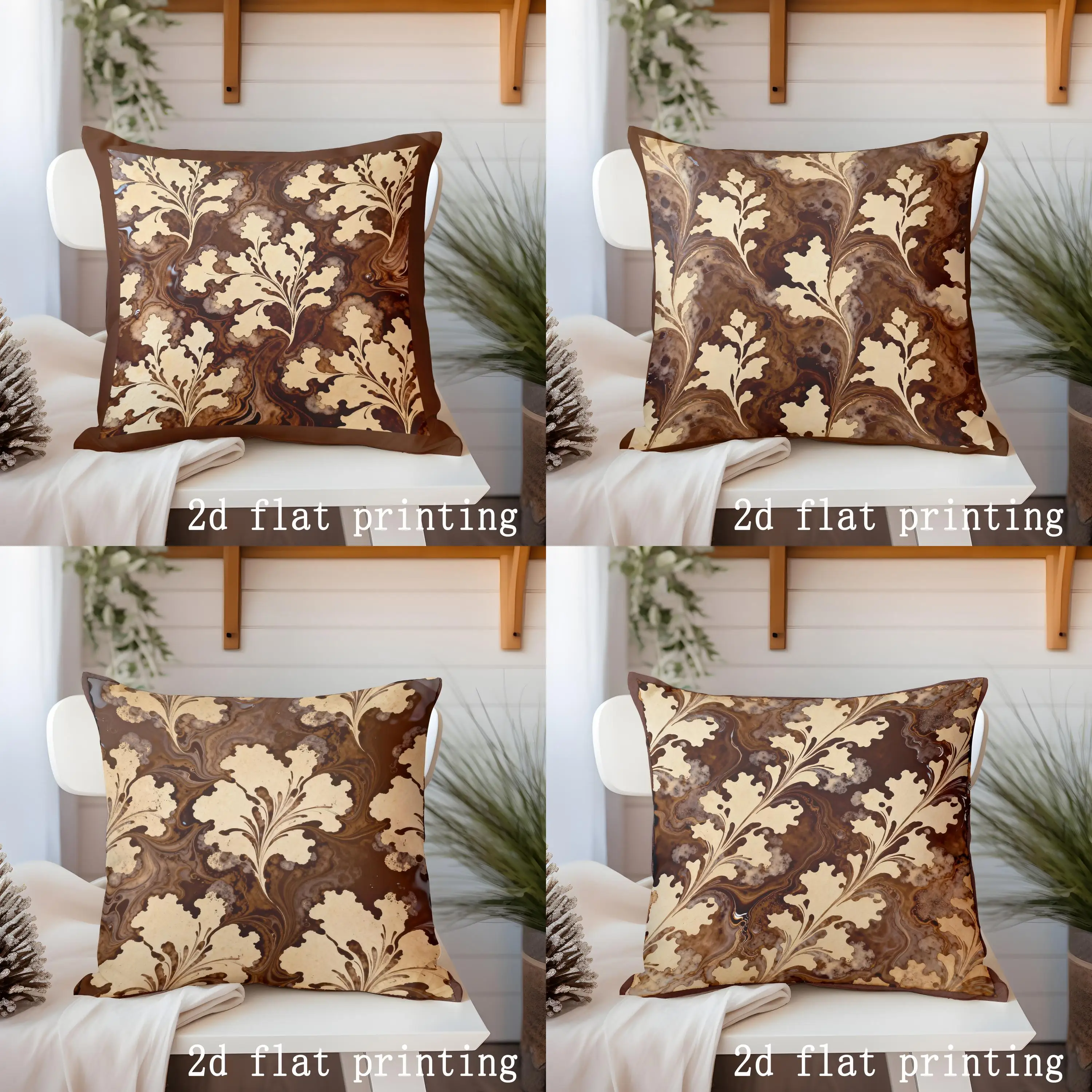 Marble Leaf Pattern Decorative Pillow Cover Pattern Cushion Cover Suitable for Sofa Bedroom Car Pillow Cover 1