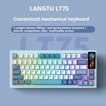 Langtu Lt75 Mechanical Keyboard 3-Mode 80 Keys Wired/Wireless/Bluetooth PBT RGB Gasket Customized Office PC Game Keyboard Origin 1