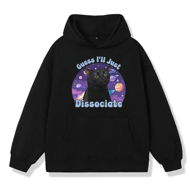 

Black Cat Funny Meme Graphic Print Hoodie Men Women Hip Hop Oversized Sweatshirt Fashion Cute Tops Oversized Pullover Streetwear