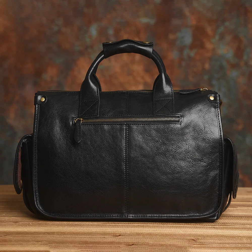 NASVA Herren Vintage Echtleder Aktentasche Umhängetasche Laptop Umhängetasche Crazy Horse Ledertasche Handtasche – Detail 9