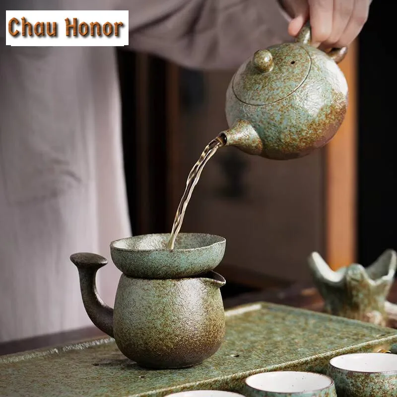 Creative Coarse Pottery Tea Pitcher Japanese Stoneware Tea-separating Cha Hai Household Justice Cup Tea Tableware Accessories