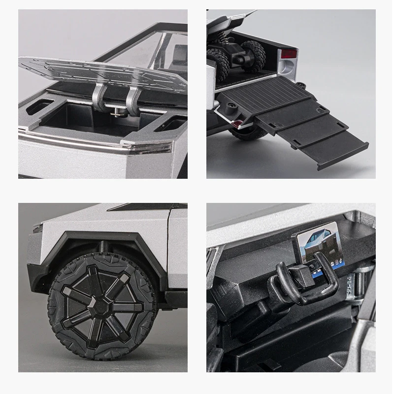 1:24 Cyber toy truck Model Y Model 3 Alloy Car Model Diecast Toy Vehicle Sound and Light Simitation Cars Model Toys Gift 3