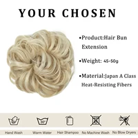 Extensions de Chignon synthétiques en désordre, grands chouchous élastiques bouclés, postiche Chignon Donut Updo pour femmes 3