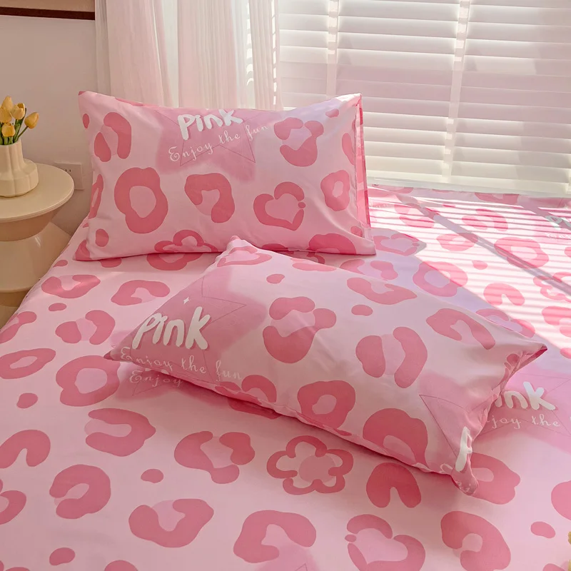 1PC Pink Leopard Print Bed Cover Bed Mattress Lace Bed Skirt Single Ful Queen King Size Bedsheets Skirts (Pillowcase Need Order) 5