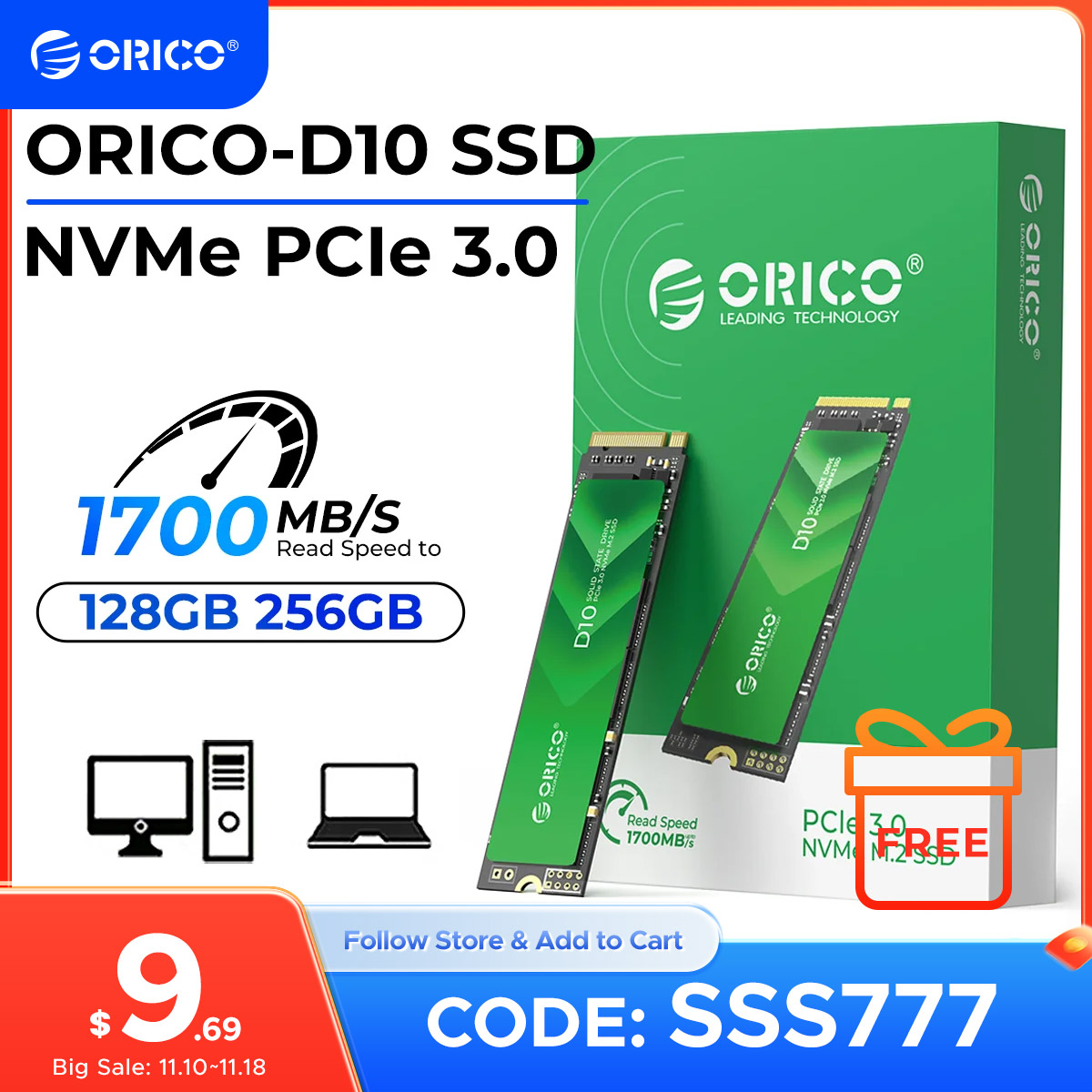 ORICIO 256GB M.2 NVMe SSD PCIe Gen3x4 2280 SSD Up to 2400MB/s Internal Solid State Drive with TLC NAND Flash D10