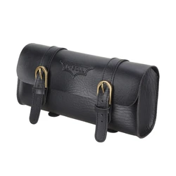 Vintage Leather Bicycle Handlebar Pouch in Tan Brown (Black)