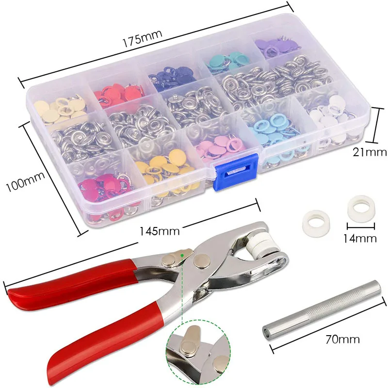  LHFFZJ DIY 200 Sets Metal Snaps Buttons with Fastener