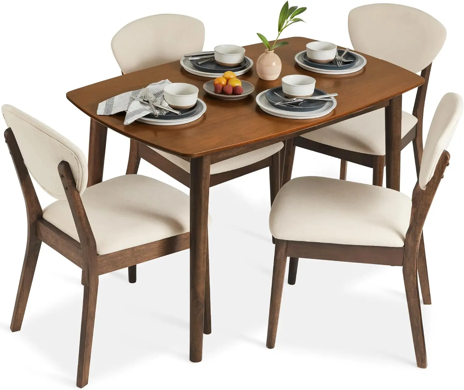 

Best Choice Products 5-Piece Dining Set, Compact Mid-Century Modern Table & Chair Set for Home, Apartment w/ 4 Chairs