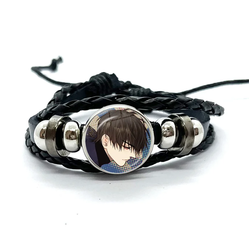 New 19 Days Old Xian He tian Jian Yi Cosplay Figures Black Leather Bracelets Glass Dome Multilayer Braided Bangles Jewelry Gifts 2