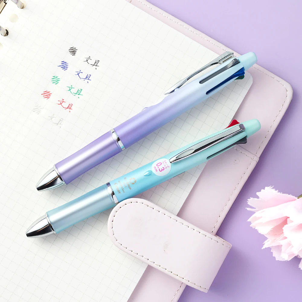 PILOT Multi-function Pen Press Four-color Ballpoint Pen Medium Oily Smooth 0.5mmdrgrip+1 Mechanical Pencil 0.3mm Stationery