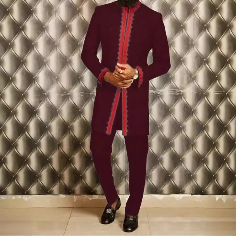 Men's fashion casual print two-piece suit