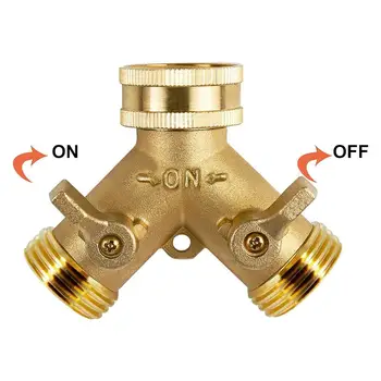 3/4 Inch 2 Way Brass Garden Hose Splitter Y-Type Tap Watering Connector Distributor for Outdoor Faucet 1/2/3 set 6