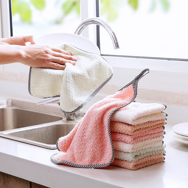 5PCS Kitchen Cleaning Tools Thickened Absorbent Rag Kitchen Towels And Rags