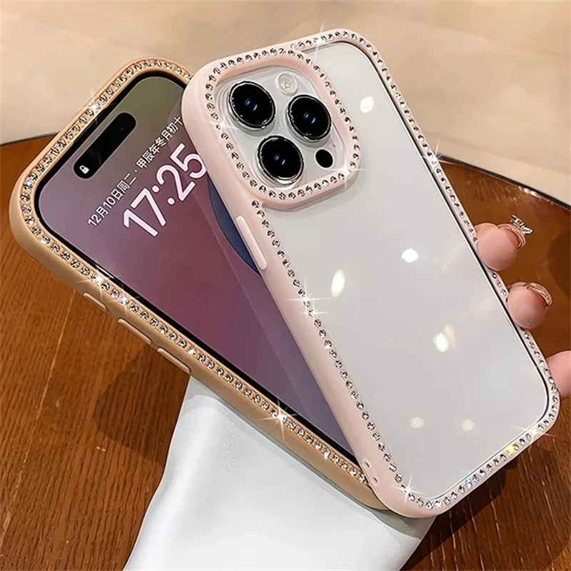 Luxe Crystal Clear Protective Phone Case with Rhinestone Glitter Accents