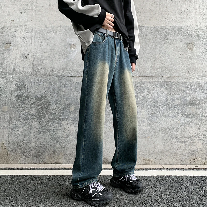 

2023 Spring/Summer New American Vintage Green Jeans Men's Straight Tube Loose Fashion Student Casual Long Pants