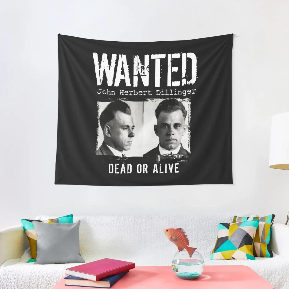 John Dillinger Mugshot - Wanted Dead or Alive Tapestry Wall Tapestries Wallpaper Room Decor Aesthetic Tapestry