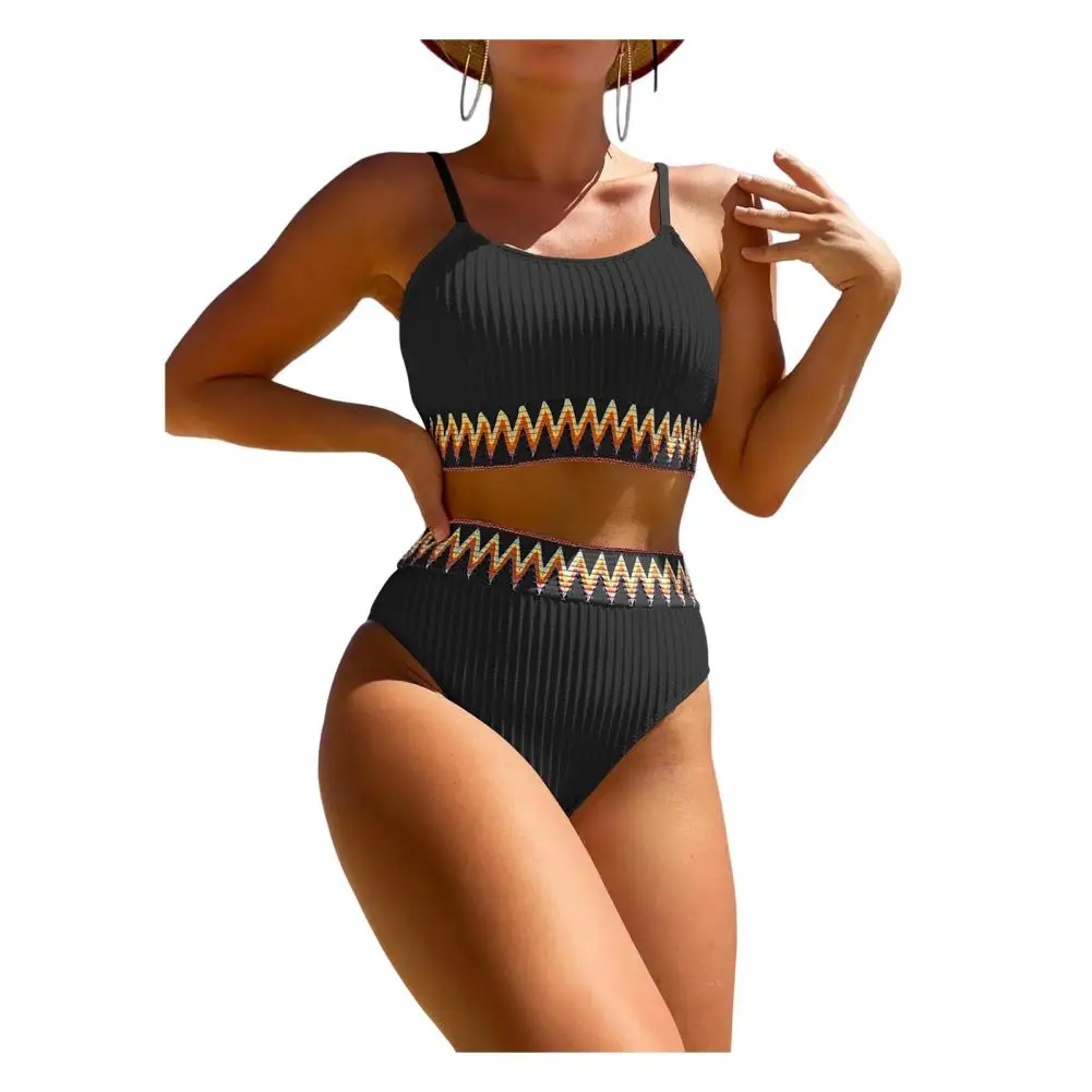 

2 шт./комплект, женский летний купальный костюм с пуш-ап и завышенной талией