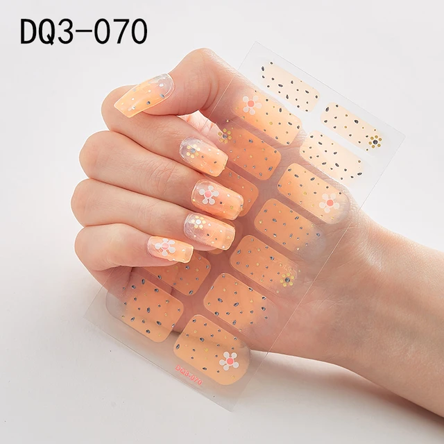 Korean Fashion Colorful 3D Glitter Sequins Nail Art Stickers Manicure DIY Nail Strips Wraps Solid Color DQ3-070