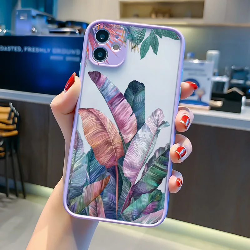 Tropical Palm Leaves Shockproof Phone Case - Stylish and Durable Cover