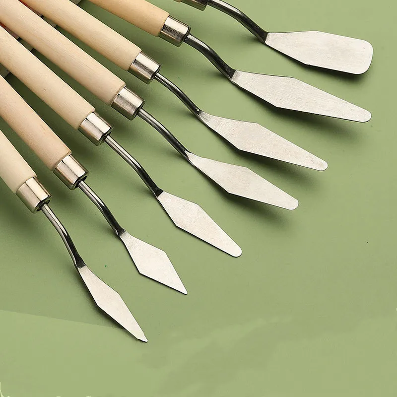 7pcs/Set Oil Painting Scraper Palette Knife Watercolors Fine Acrylic Gouache Paint Spatula Pick Color Mixing Tools Art Supplies 4