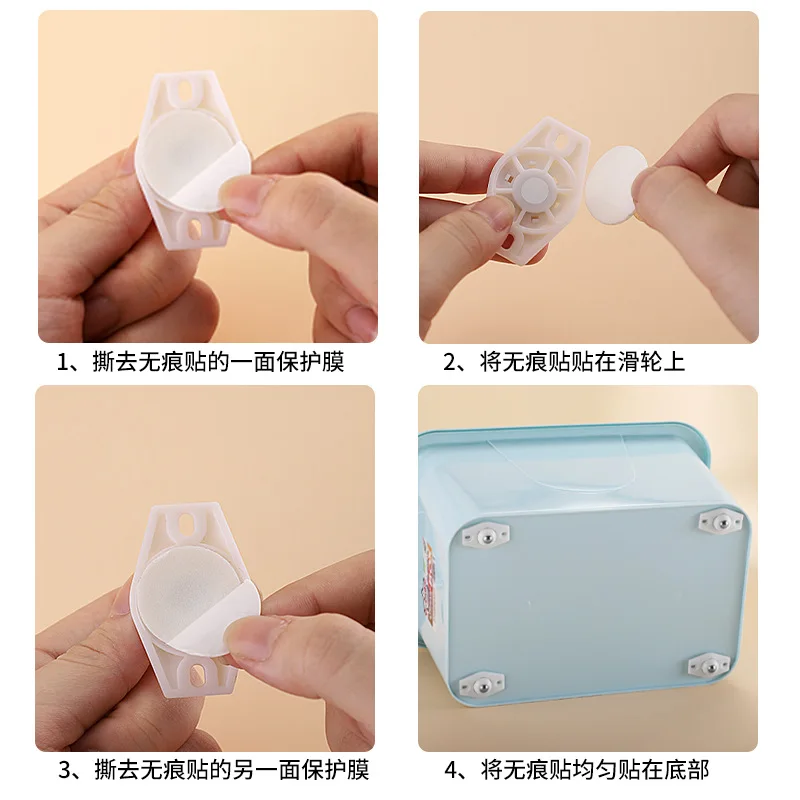 Furniture Casters 4Pcs Heavy Duty Ball Pulley Self Adhesive Stainless Steel 360&deg; Rotation Universal Wheel Load 20/200Kg