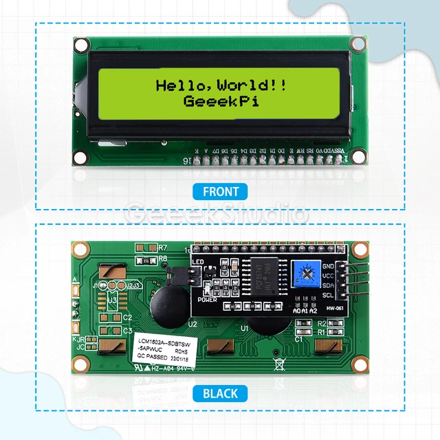 Ecran LCD i2C 1602 - Module IIC rétroéclairé bleu afficheur 16x2 pour  Arduino