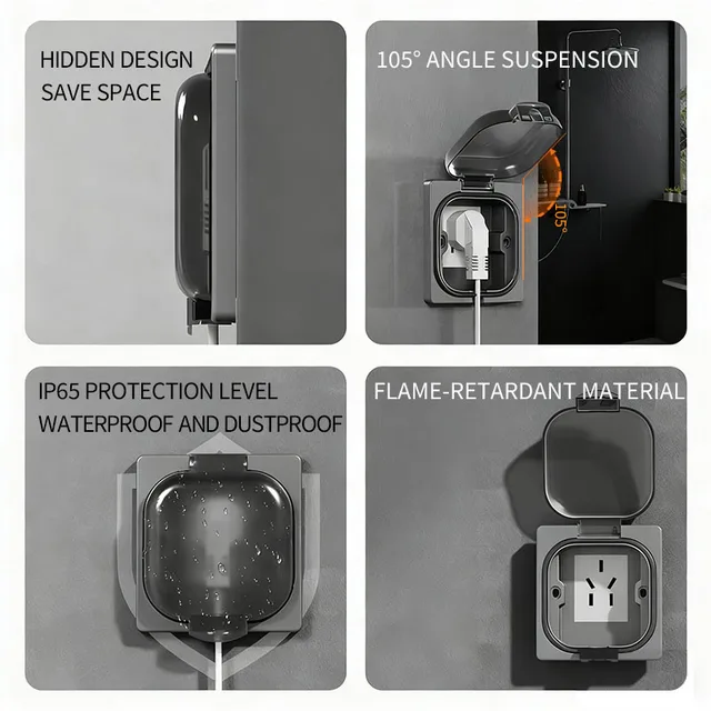 IP65 Waterproof Outdoor Socket, 16A High Power Wall Plate, 250V US/Thai Style 10A Receptacle, Bathroom & Weatherproof Electrical 2