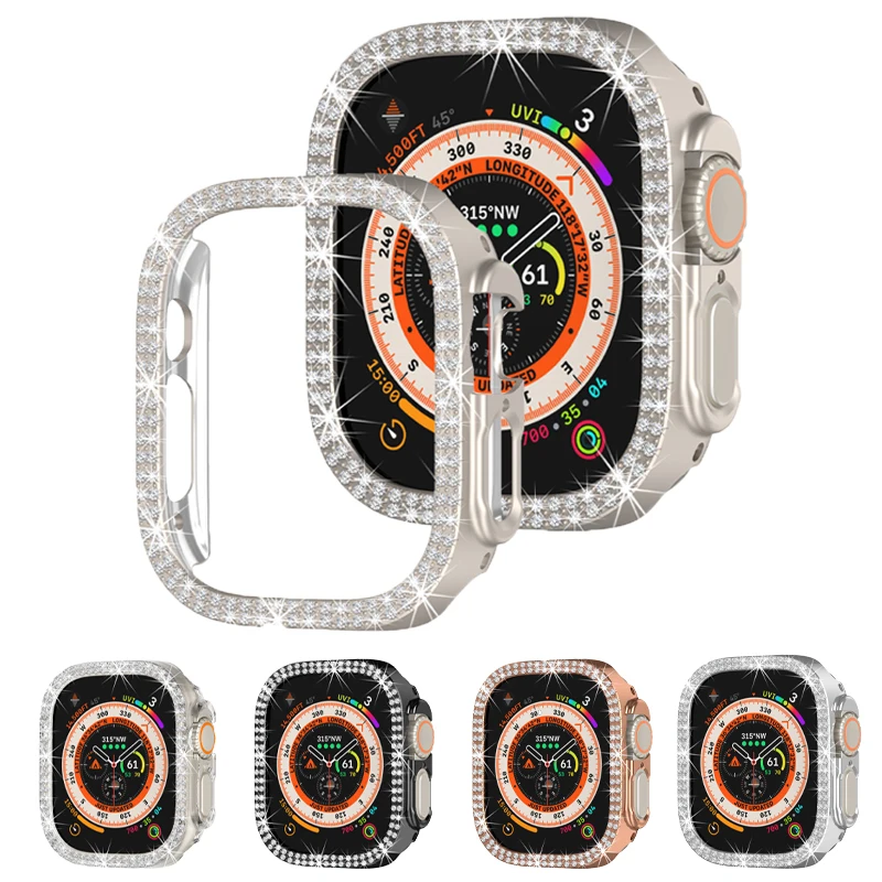 Custodia Protettiva Diamantata Per Apple Watch Case 49Mm Smartwatch Pc Bumper Iwatch Series 8 Ultra 49Mm Cover Apple Watch Accessori