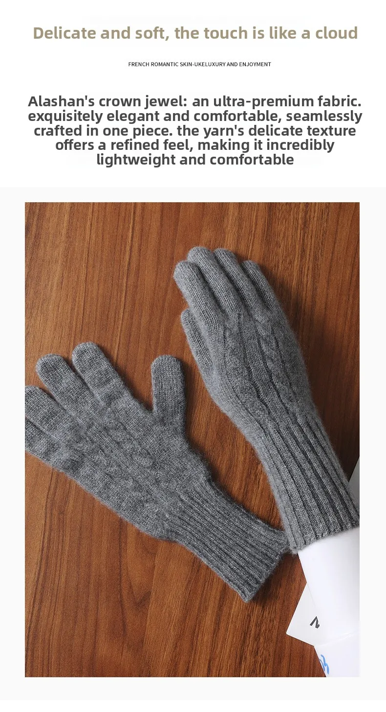 100% Wool Knitted Gloves Autumn/Winter Warm Gloves Classic Design Long Wrist Guard Mittens Classic Solid Color Cashmere Gloves