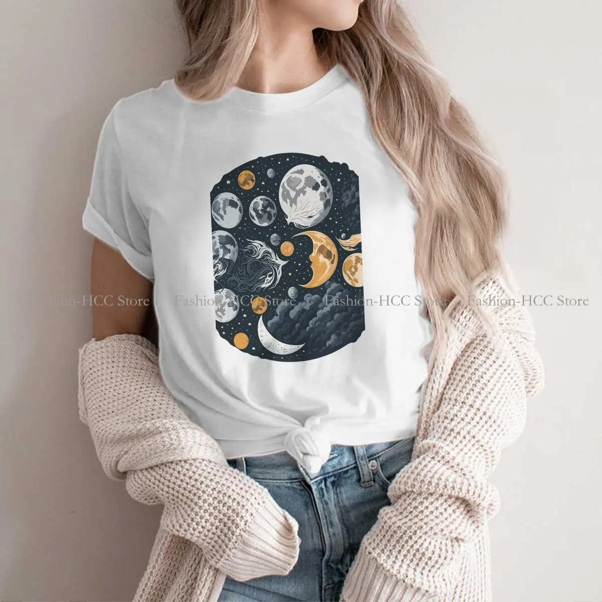 

Daughter Of The Moon Goddess Cartoon Polyester TShirt for Women Chiffon Top Basic Summer Tee T Shirt High Quality Trendy
