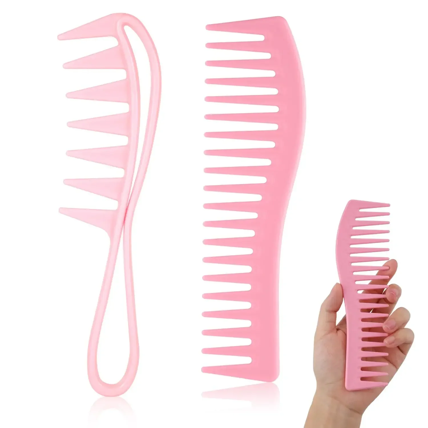 

2pcs Wide Tooth Combs for Hair Detangling Curly Wavy Straight Barber Salon Men Women Styling