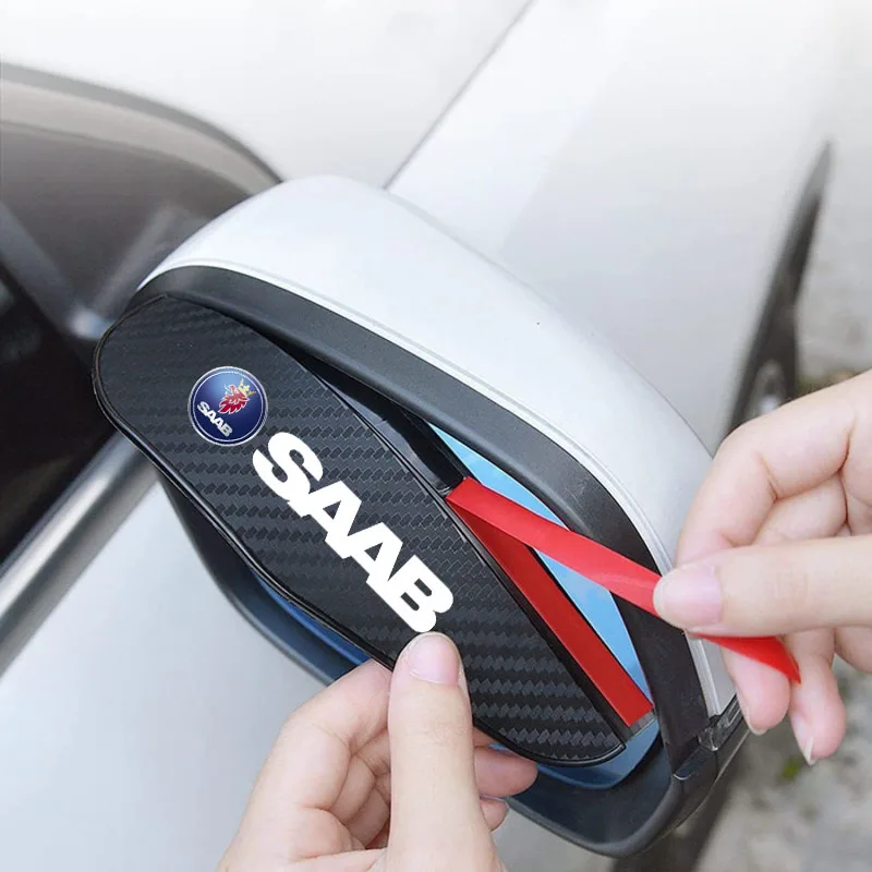 2pcs Car Rear View Mirror Rain Eyebrow Visor Carbon Fiber Rain Cover for SAAB 9-3 93 9-5 9 3 9000 9 5 Auto Accessories