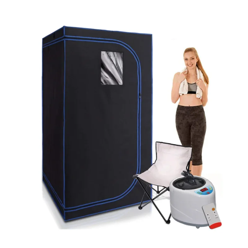 

Portable Steam Sauna With Include Fold Chair Full Body Heating 2000W 4.2L Cabin Ease Insomnia Stainless Steel Pipe Support