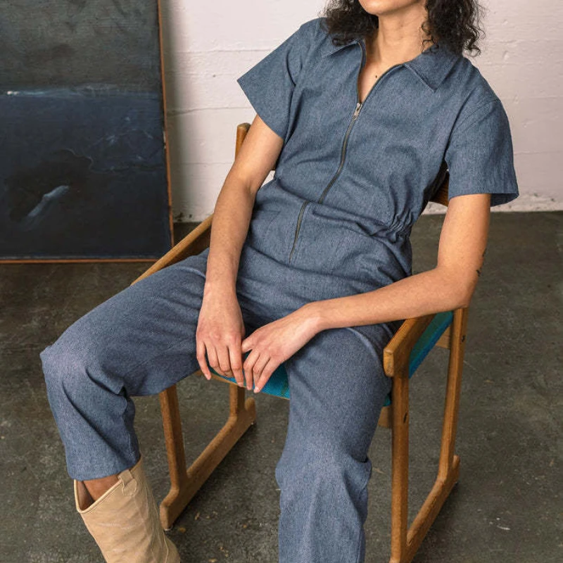 2024 Fashion Jumpsuit Women Streetwear Overalls Short Sleeve Zip Pocket Jogger Playsuits Casual Rompers Summer Pants Workwear