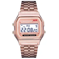 Luxury Top Band Watch For Women F91-W Square LED Electronic Alarm Clock Luminous Calendar Stainless Steel Digital Watches Clock 2