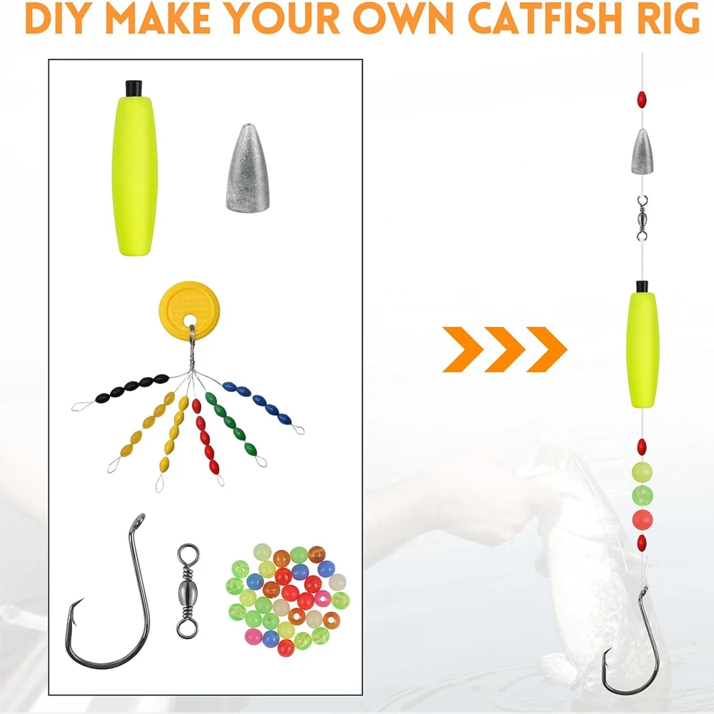 86 Stück Wels Rig Catfishing Tackle Making Kit Santee Cooper Rig Wels Peg Float Bobbers Angeln Rigging Tackle Box – Detail 3