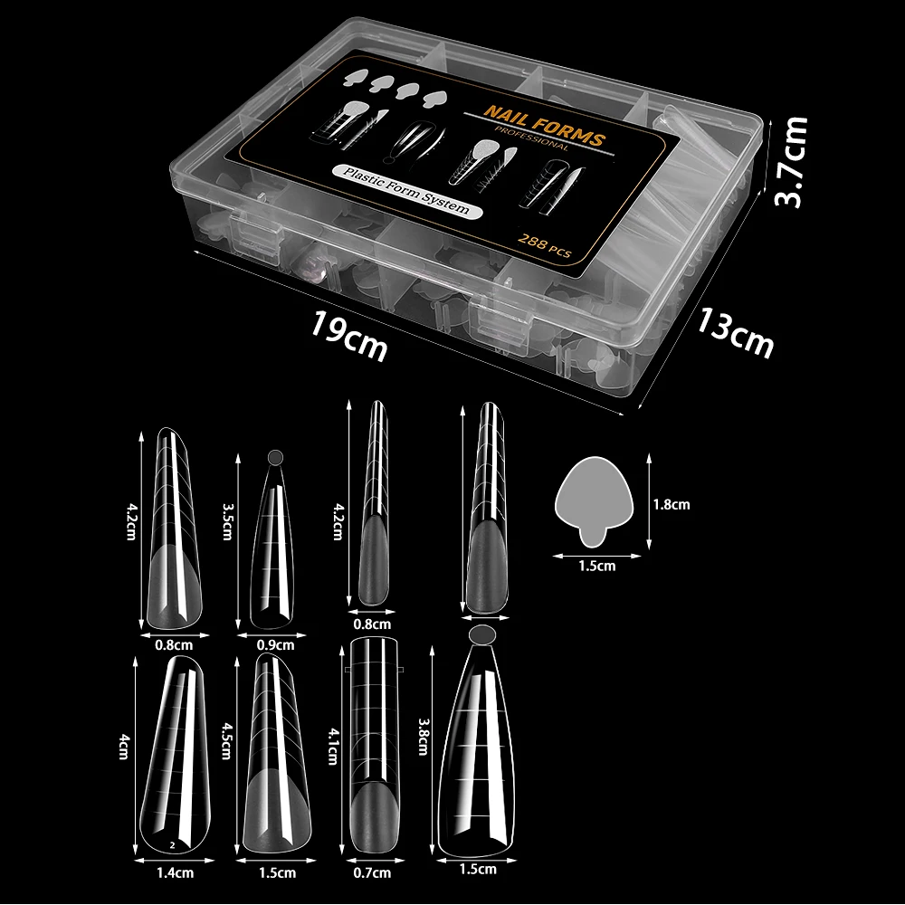 Description Picture 5 of item288pcs/Box Nail Forms False Nails Tips For Gel Extension Quick Building French Nails Mold Soft Silicone Pads Manicure Tools