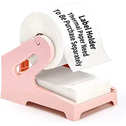 Universal Thermal Label Holder for Fan - Fold and Roll Labels, Perfect for Desktop Shipping Printers (Pink)