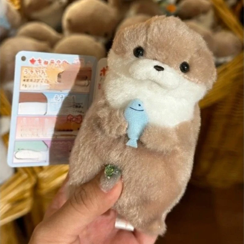 

Cute Otters Holding Fish Plush Doll Keyrings Lightweight Hanging Pendant Props For School Bag Key Wallet Doll Toy Gifts 11cm