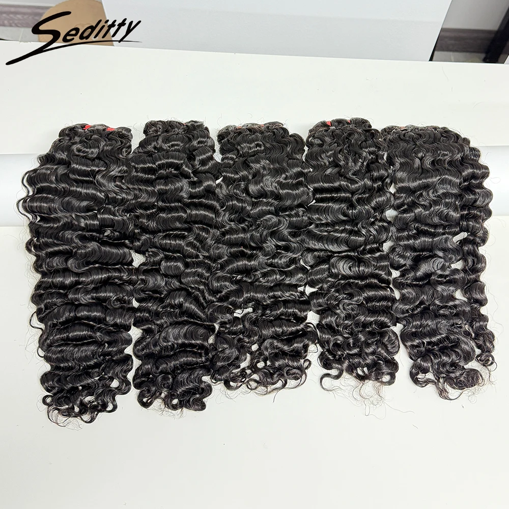 Extensioni di Capelli Ricci Ondulati Birmani 100% Umani, Fasci di Capelli per Tessitura, 100g/Fascio, Doppia Trama, 10-26 Pollici - immagine 4