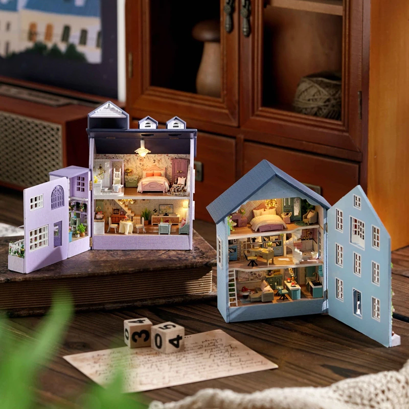 Diy Mini Wooden Dollhouse With Furniture Light Doll House Casa Miniature Items maison  For Toys Birthday Gifts