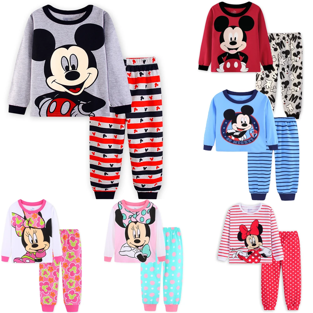 Lente Herfst Kinderkleding Sets Minnie Meisje Nachtkleding Kinderen Pyjama Set Baby Meisjes Katoen Mickey Cartoon Pyjama