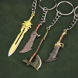 God of War Weapon Blades of Chaos Kratos Olympus Blade Game Alloy Metal Material Samurai Sword Model Keychain Gift Toys for Boys