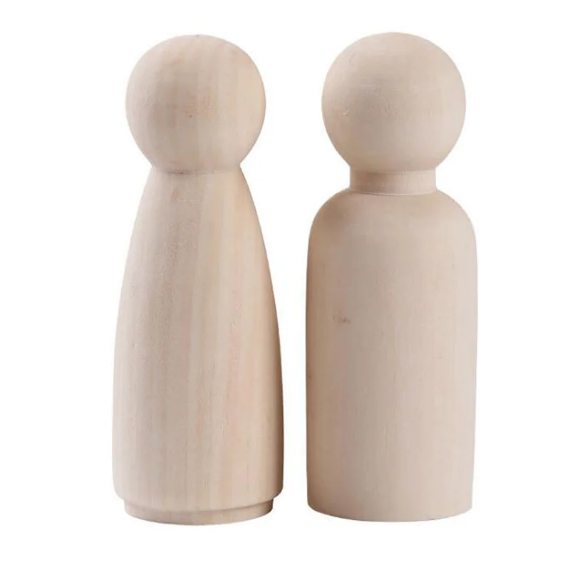 10pcs 75mm Natural Color Male/Female DIY Unfinished Wooden Peg Dolls Wooden Tiny Doll Bodies Figures Painting Doodle Crafts