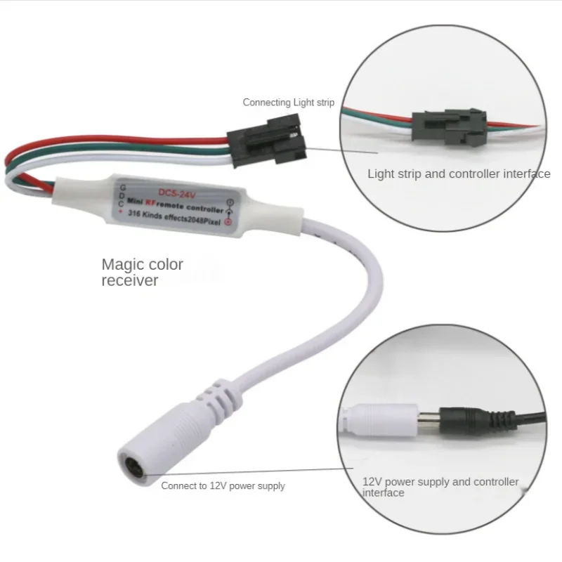 WS2811 WS2812B SK6812 Led ȼ Ʈѷ USB/DC ̴ 3 Ű RF 21 Ű  Ʈѷ DC5-24V