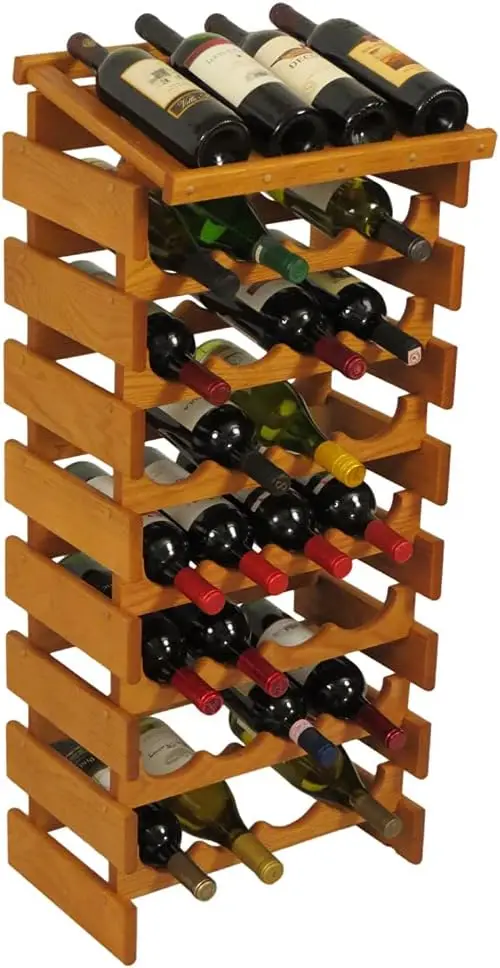 

Wooden Mallet 32 Bottle Dakota Display Top Wine Rack, Medium Oak